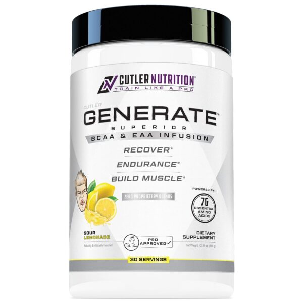 Version 1.0.0 Frente del frasco Cutler Nutrition Generate EAA y BCAA