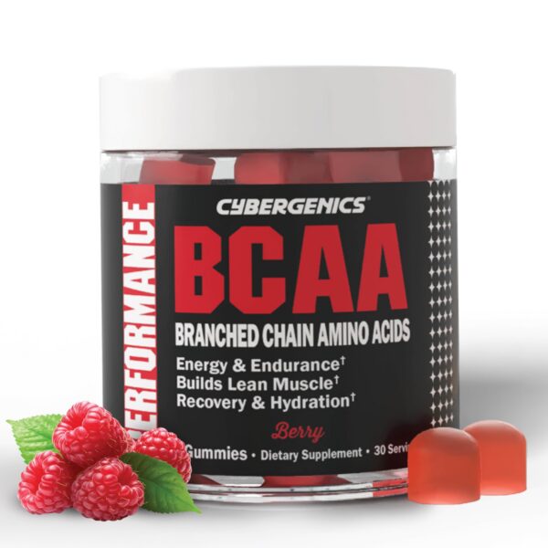 Cybergenics BCAA Gomitas sabor baya empaque frontal