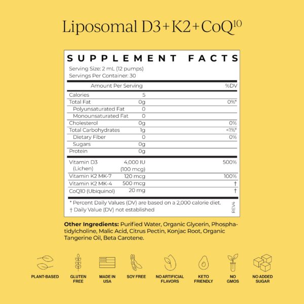 Version 1.0.0 Envase de vitamina D3 + K2 + CoQ10 liposomal