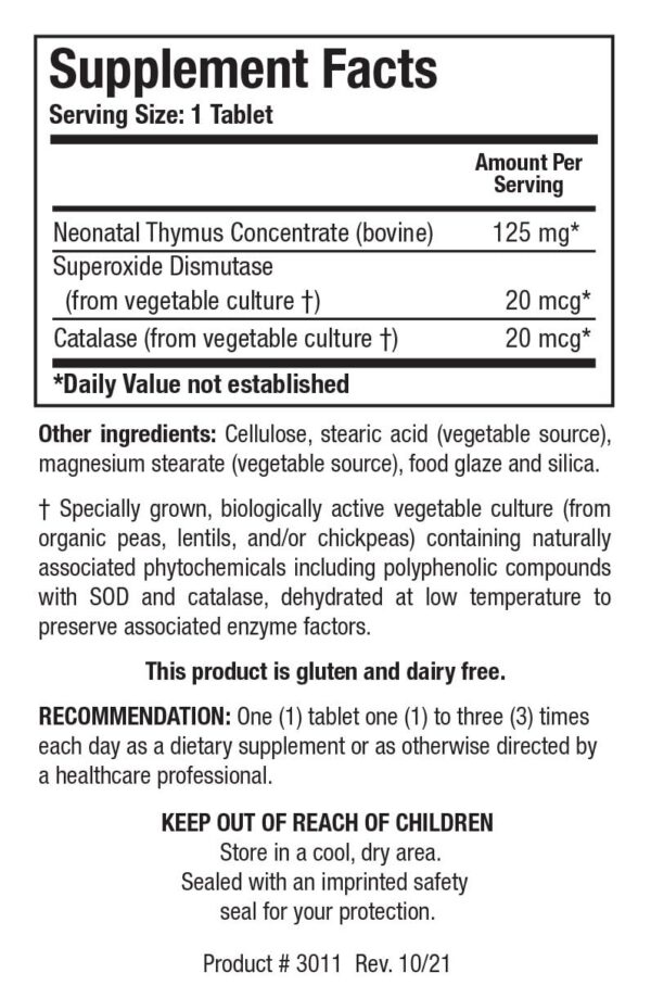 Caja del suplemento Cytozyme Thy concentrado de timo