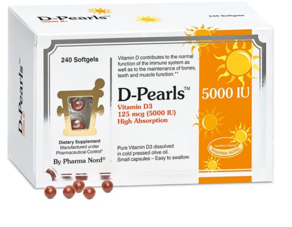 D-Pearls vitamina D3 5000 UI en blister embalaje