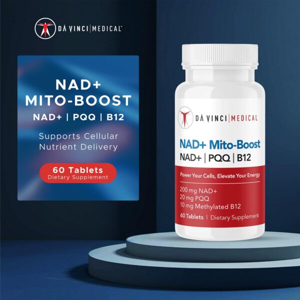 Etiqueta frontal del suplemento NAD+ Mito Boost