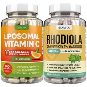 Version 1.0.0 Frente del conjunto DACHA Vitamina C liposomal y Rhodiola