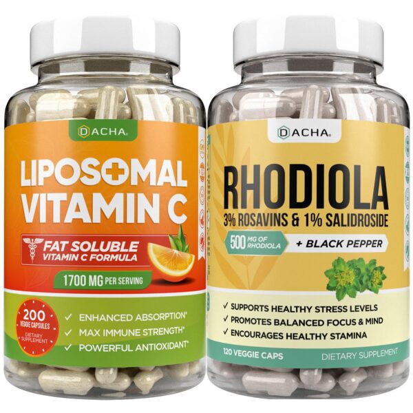 Version 1.0.0 Frente del conjunto DACHA Vitamina C liposomal y Rhodiola