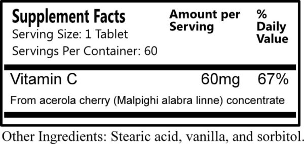 Etiqueta del frasco Acerola C detalle