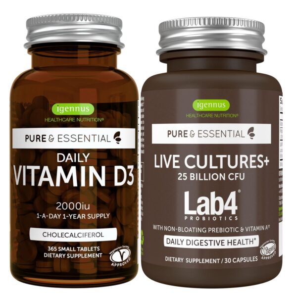 Daily Vitamin D3 con Culturas vivas etiqueta frontal