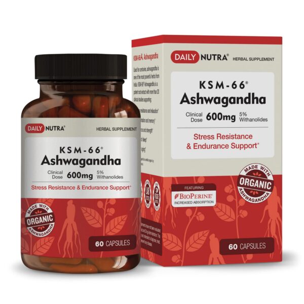 DailyNutra Ashwagandha KSM-66 cápsulas 600mg extracto orgánico