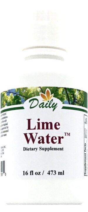 Version 1.0.0 Daily's Lime Water botella y etiqueta