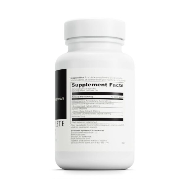 Envase de DAVINCI Labs Sleep Complete 60 cápsulas para relajación y sueño