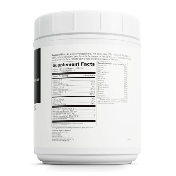 Etiqueta frontal de DaVinci Labs Vegan Protein