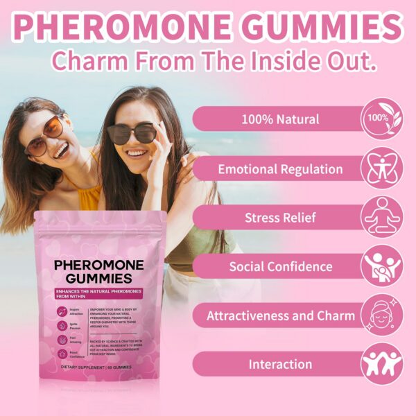 Frasco con gomitas feromonales y etiqueta