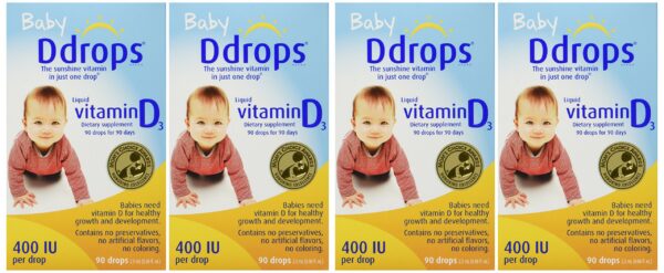 Ddrops gotas vitamina D3 para bebés 400 UI paquete de 4