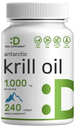 Antarctic Krill Oil botella y etiqueta