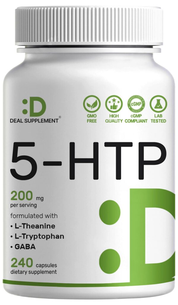 Frente de la botella Deal Supplement 5-HTP 200 mg