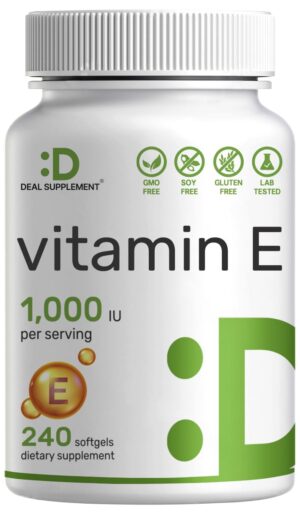 deal supplement vitamina e 1000 iu 240 cápsulas antioxidante