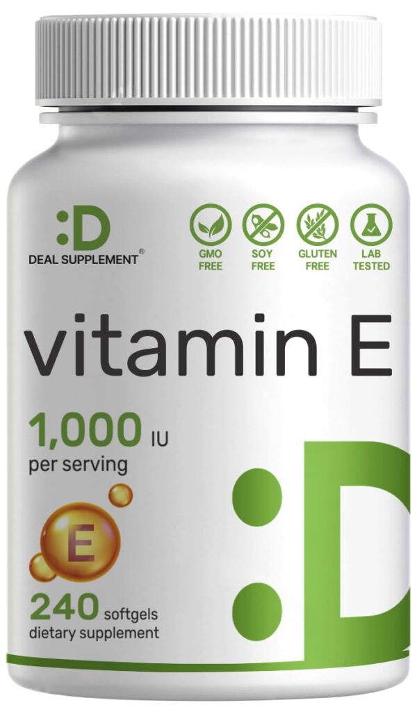 deal supplement vitamina e 1000 iu 240 cápsulas antioxidante