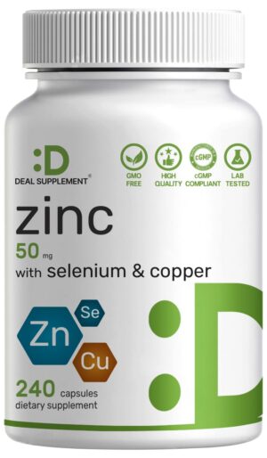 Frasco de zinc 50 mg con selenio y cobre