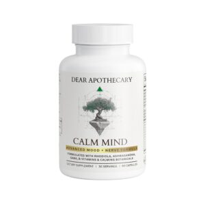 Botella de suplemento Calm Mind para estrés y relajación