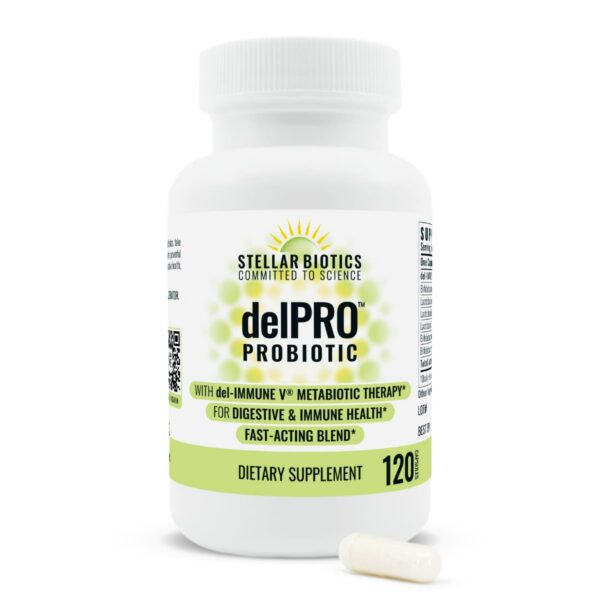 Del-Immune V + Delpro suplemento probiótico prebiótico 120 cápsulas