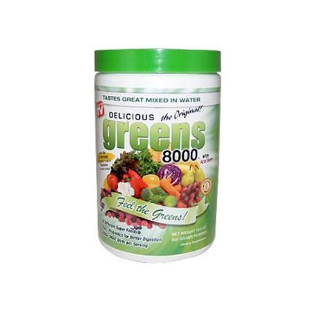 Delicious Greens 8000 polvo suplemento nutricional en botella
