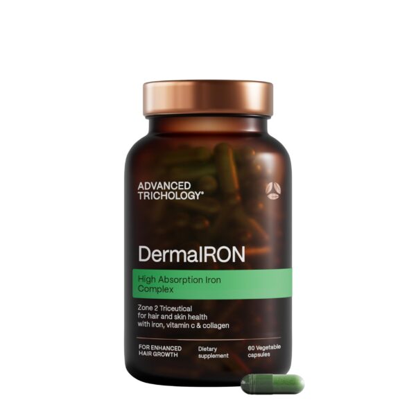 Derma-Iron frasco frontal con etiqueta