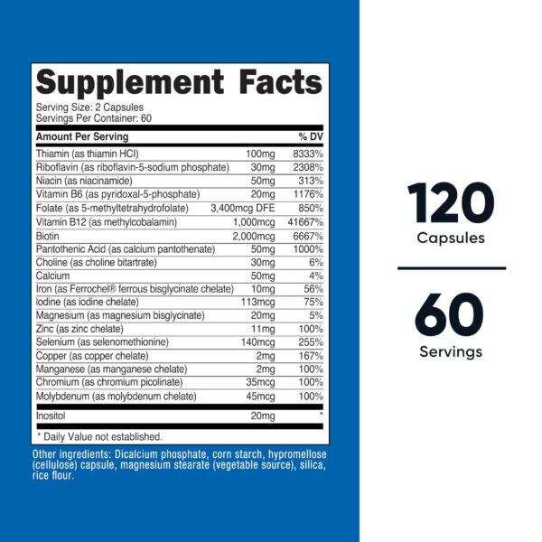 Detallada cápsulas Nutricost complejo vitaminas b metiladas