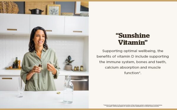 Parte trasera con detalles de vitamina D3 Solgar 1000 UI