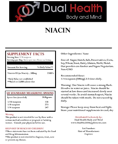 Detalle etiqueta bolsa polvo niacina