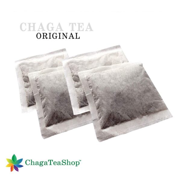 Detalle de las bolsas de té de Chaga Siberiano
