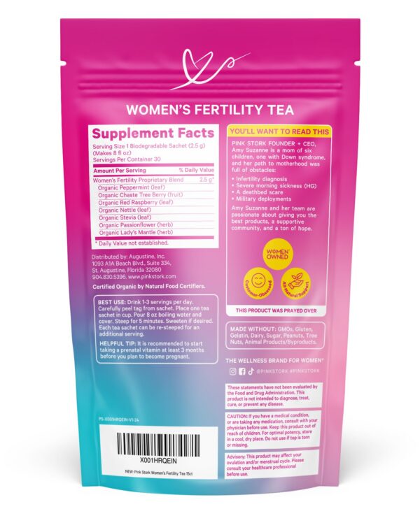 Detalle de bolsitas de té Pink Stork Fertilidad