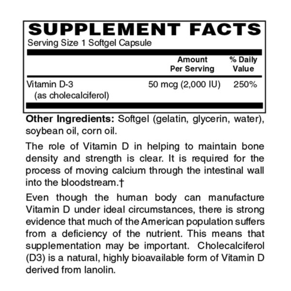 Detalle botella Holly Hill vitamina d3 2000 ui