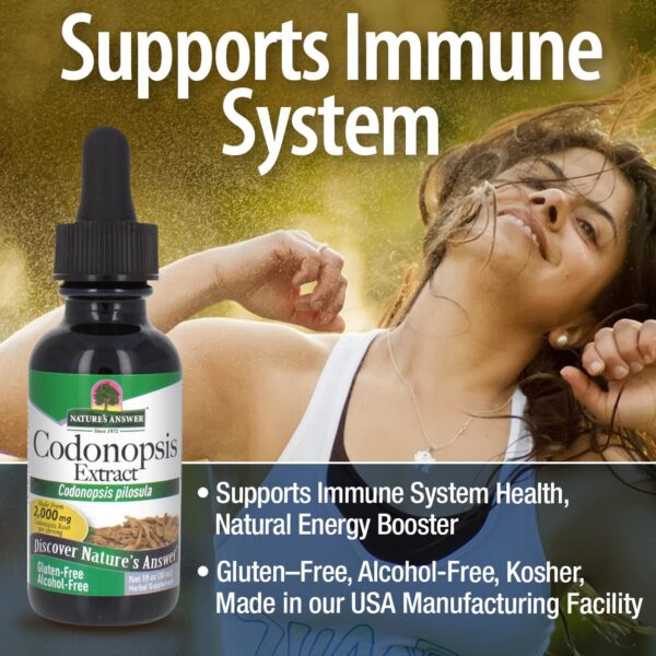 Version 1.0.0 Detalle botella Root Codonopsis Nature's Answer 1 onza sin alcohol