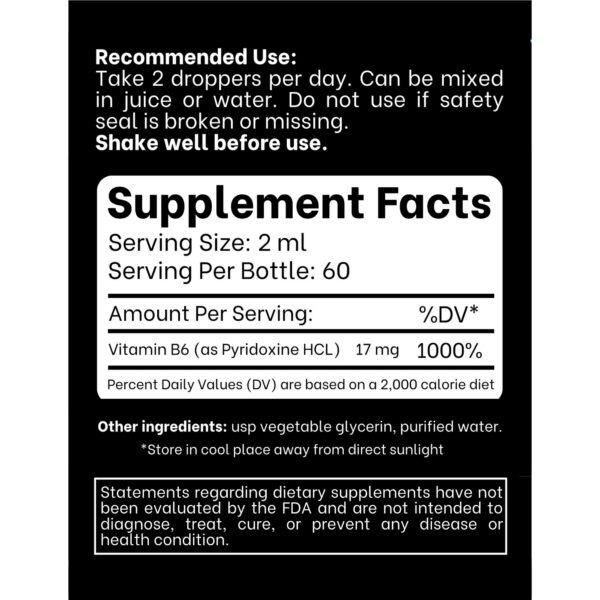 Detalle botella Vitamina B6 líquida Think Above