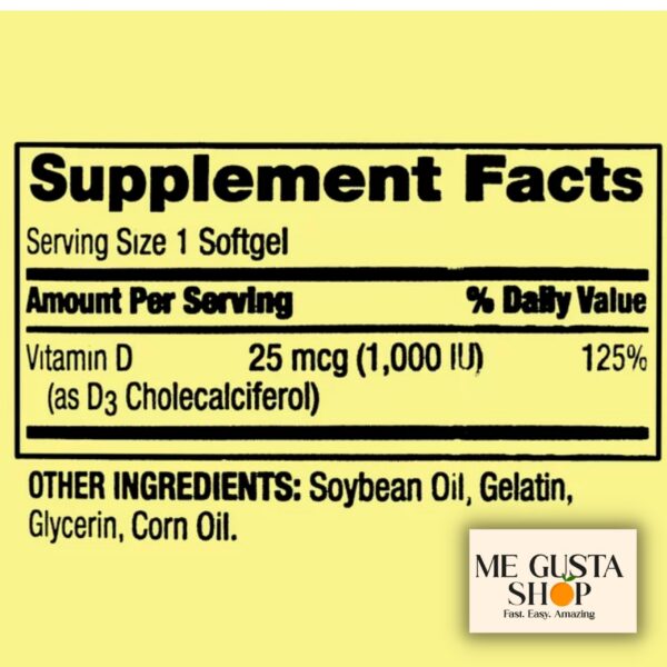 Detalle botella vitamina D3 Spring Valley