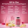 Detalle botella vitaminas prenatales Glow
