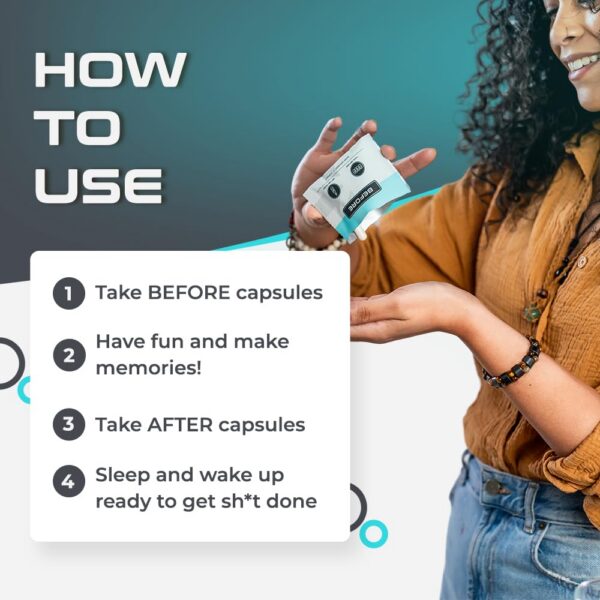 Detalle caja y cápsulas antes y después de beber RESET LABS