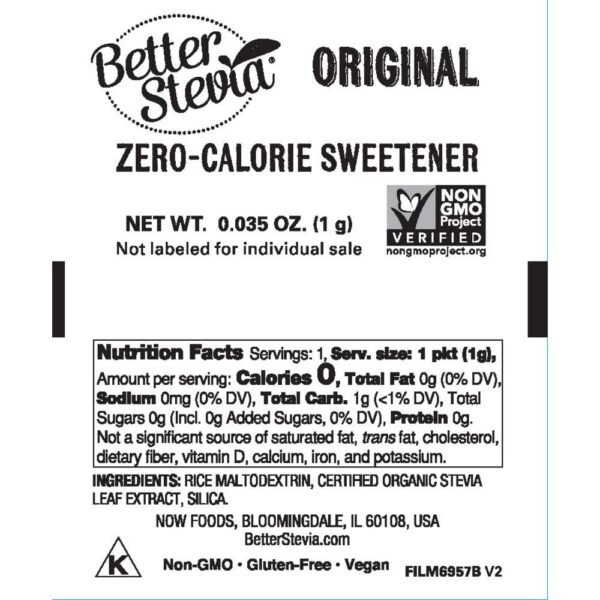 Detalle caja extracto estevia sin calorías