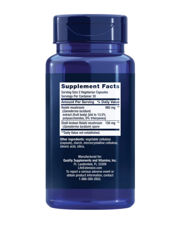 Version 1.0.0 Detalle caja Life Extension suplemento Reishi para sistema inmune