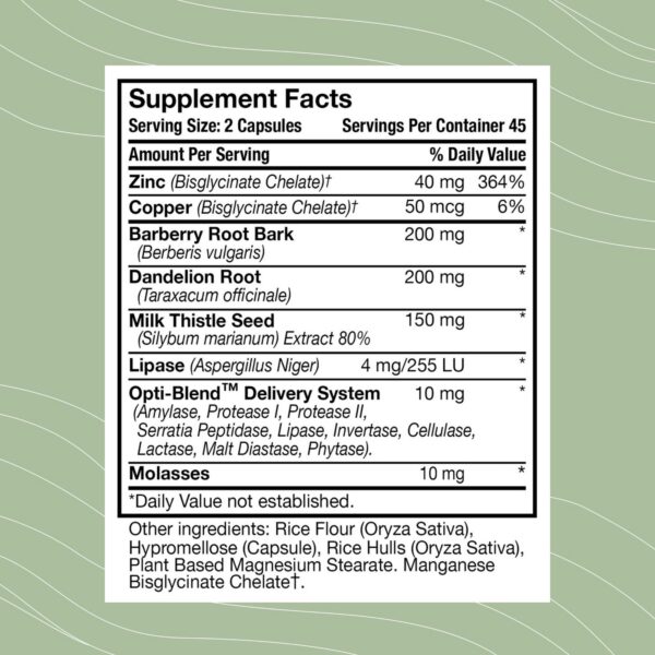 Detalle caja Optimal Health Systems detox higado y riñón