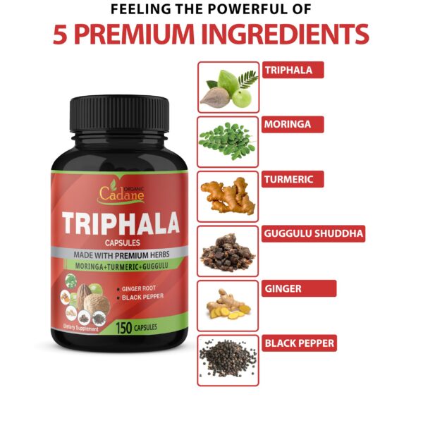 Detalle cápsula Cadane Triphala orgánico