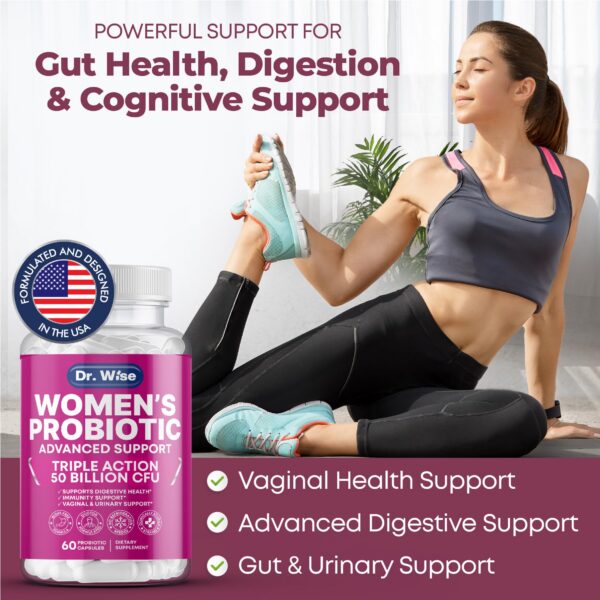 Detalle cápsula Dr. Wise probiótico triple acción para mujeres