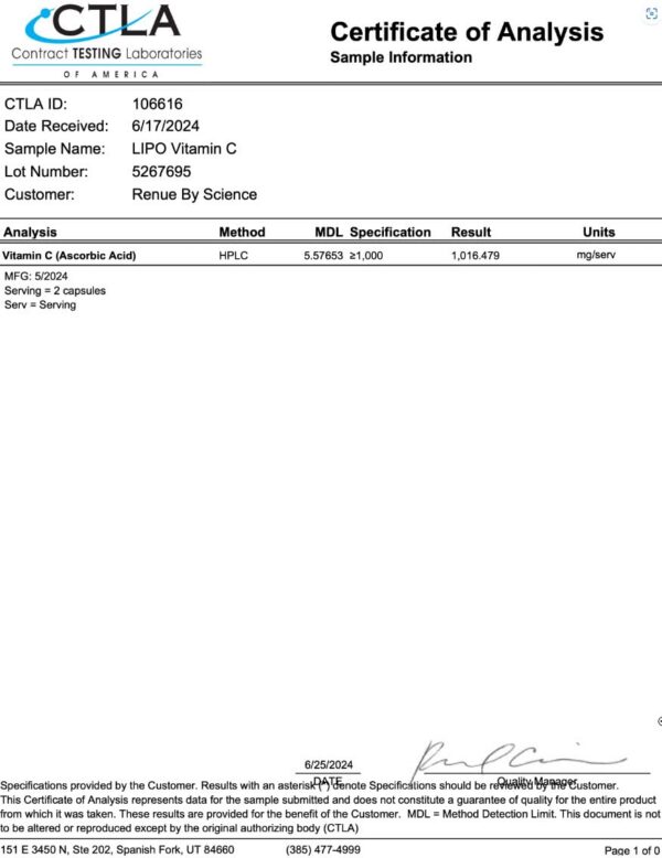 Detalle cápsula Renue By Science Vitamina C Taiwan