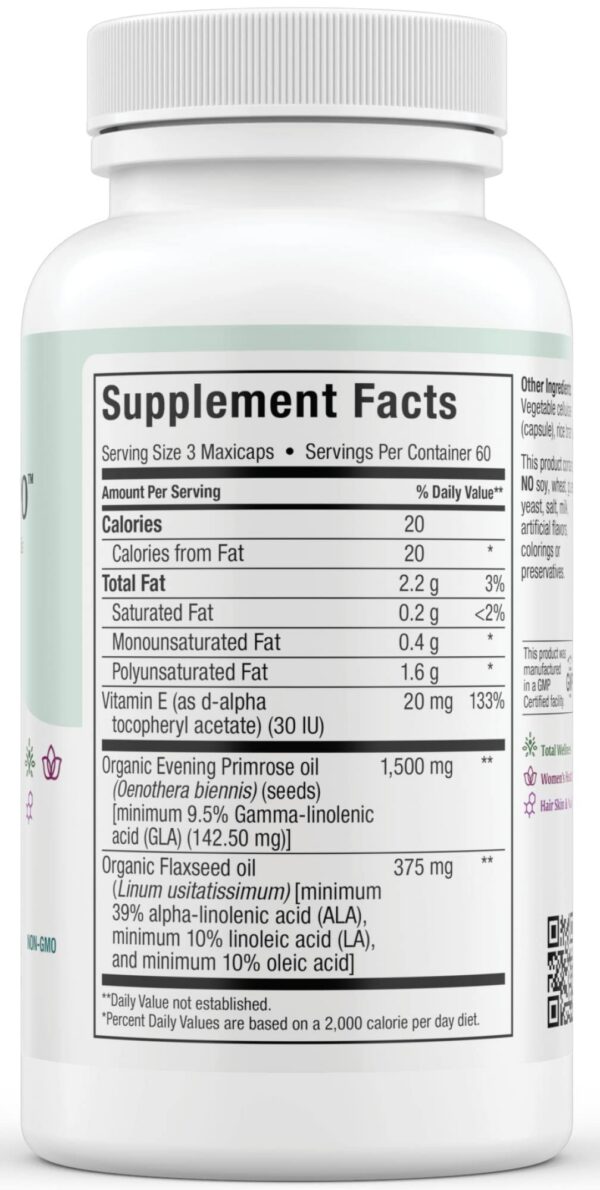 Detalle cápsulas Aceite Onagra y Linaza Maxi Health