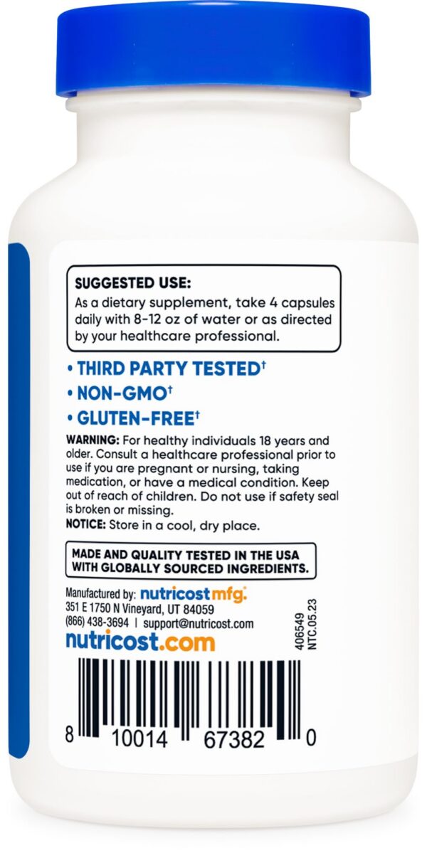 Detalle de las cápsulas de ácido ursólico Nutricost