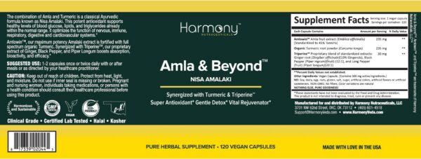Detalle cápsulas Amla & Beyond ayurvédico