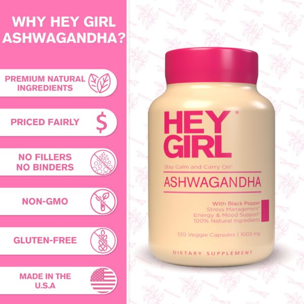 Detalle cápsulas Ashwagandha HEY GIRL NUTRITION