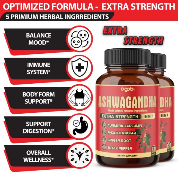 Detalle cápsulas Ashwagandha y Rhodiola Rosea fórmula agobi