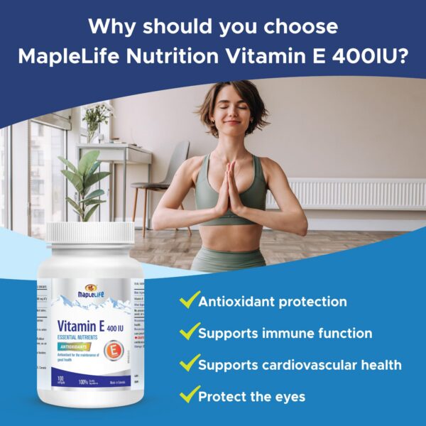 Detalle cápsulas blandas MapleLife Vitamina E 400 UI