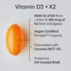 Detalle cápsulas blandas Vitamina D3 K2 Sports Research vegano