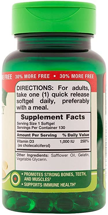 Detalle cápsulas blandas vitamina d3 nature's truth 1000 ui